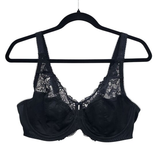 Delimira W578 Beauty Lace Minimizer Black Full Figure Underwire Bra NWT Size 40C - Picture 1 of 8